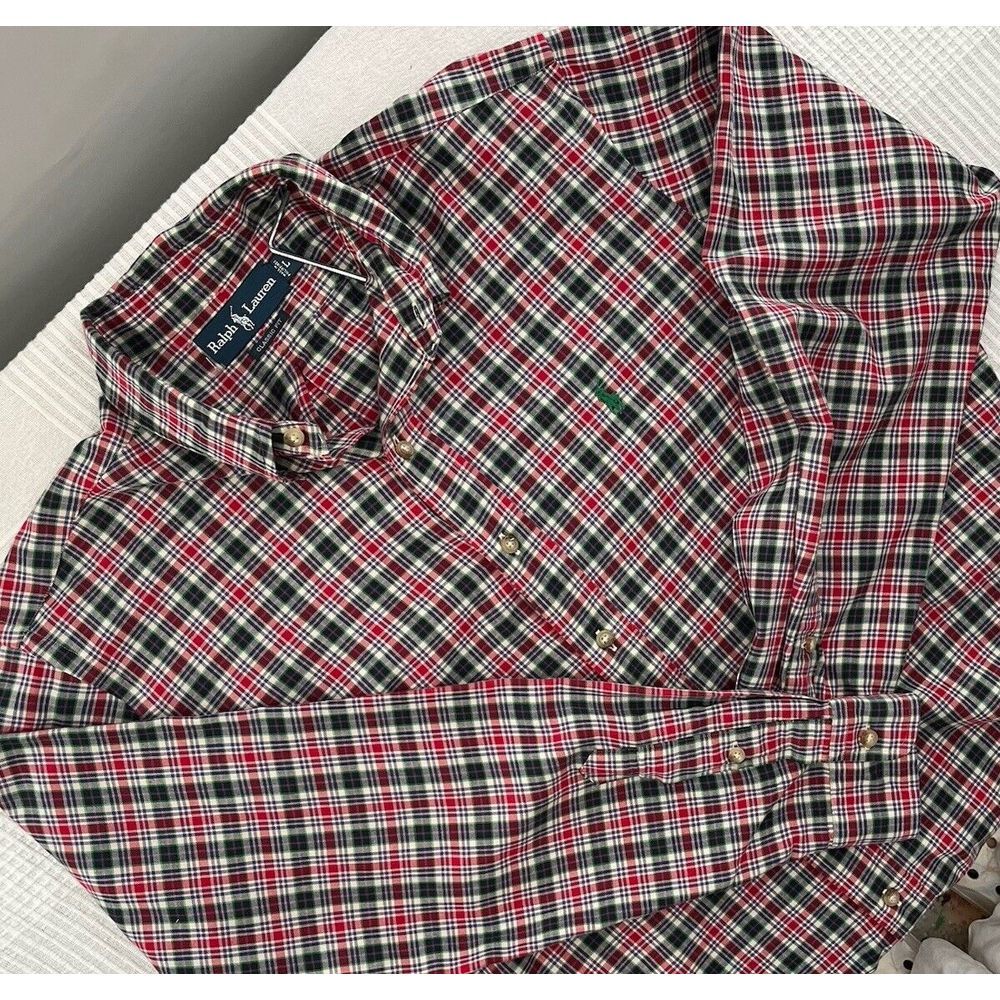 Polo‎ Ralph Lauren Mens Long Sleeve Plaid Button Down Large 100% Cotton